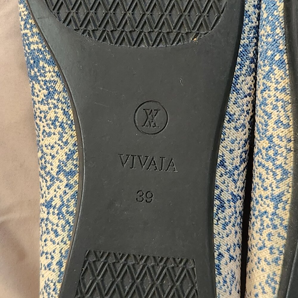 Vivaia Aria Pointed Toe Ballet Flats Shoes Blue Cream Ombre Polka Dot - Picture 3 of 8